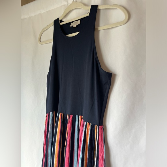 Loft Navy and multicolored stripe midi-length dress - NWOT - Picture 3 of 9